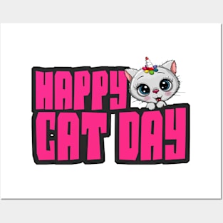 happy cat day , funny cat , meow Posters and Art